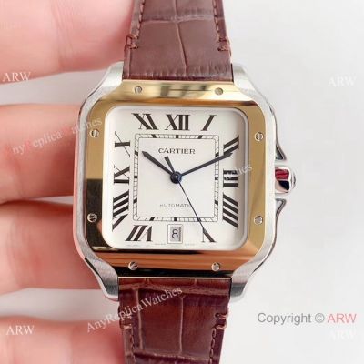 Swiss Replica Cartier Santos Two Tone Yellow Gold Watch HBBv6 Factory